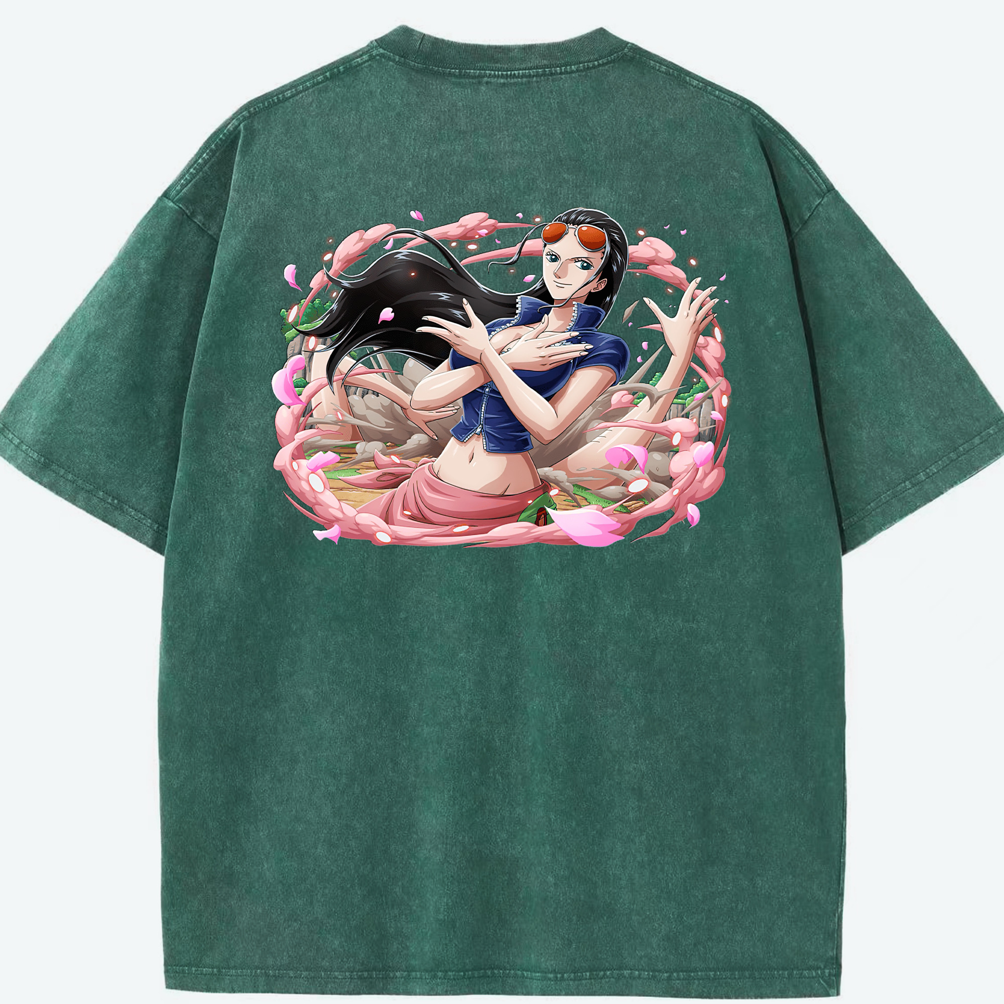 ワンピース ニコ・ロビン ONE PIECE Nico Robin 綿100% ヴィンテージ風 半袖Tシャツ（背面プリント）